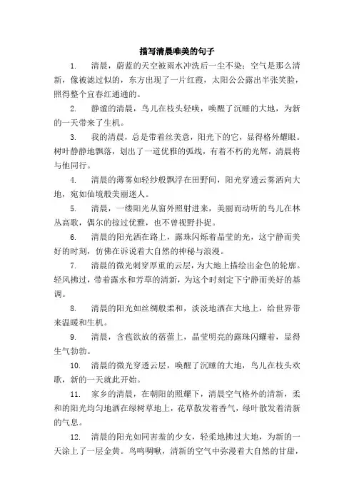 描写清晨的句子唯美