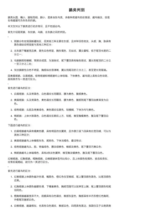 鹟类判别——精选推荐