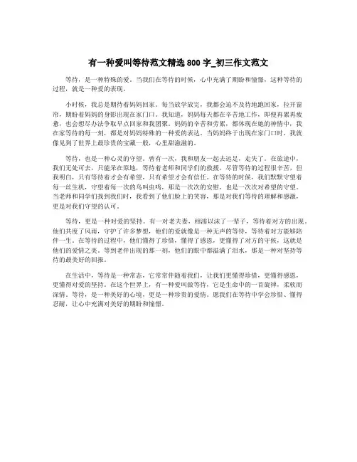 有一种爱叫等待范文精选800字_初三作文范文