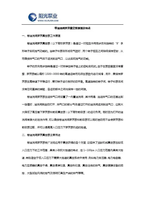 带溢流阀罗茨真空泵原理及特点