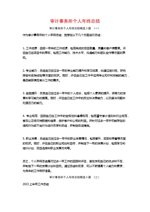 审计事务所个人年终总结5篇