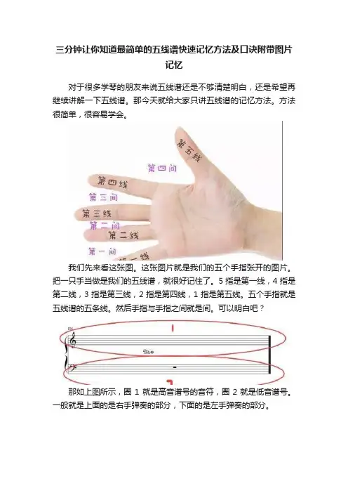 三分钟让你知道最简单的五线谱快速记忆方法及口诀附带图片记忆