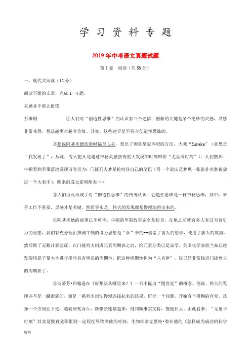 2019年中考语文真题试题(含解析)新版 新人教版