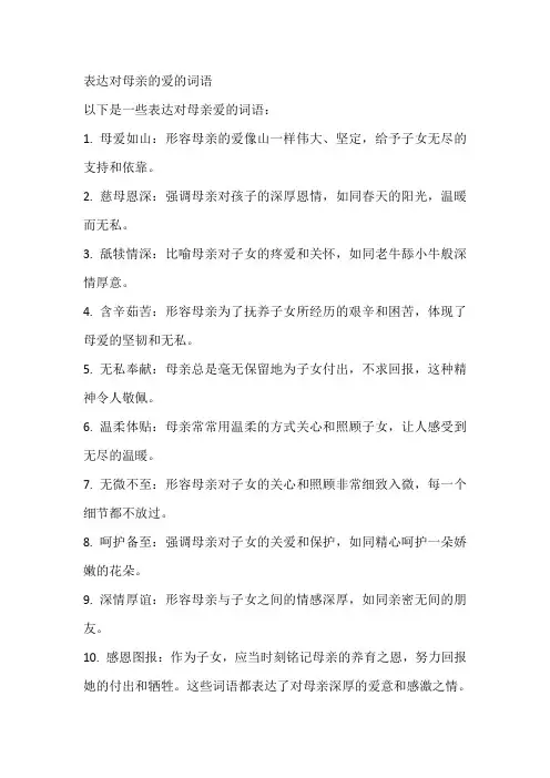 表达对母亲的爱的词语
