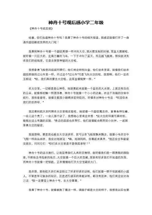 神舟十号观后感小学二年级