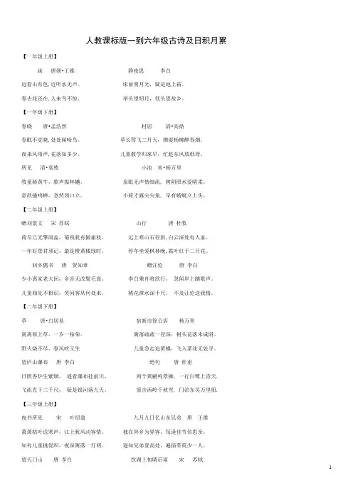[小学语文资料]人教版一至六年级古诗词及日积月累