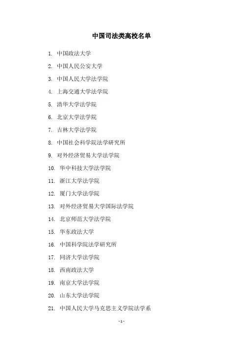 中国司法类高校名单