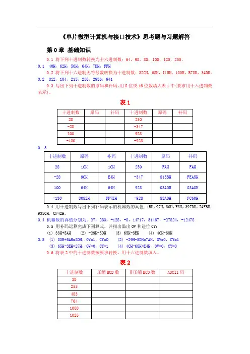 《单片微型计算机与接口技术》思考题与习题解答01