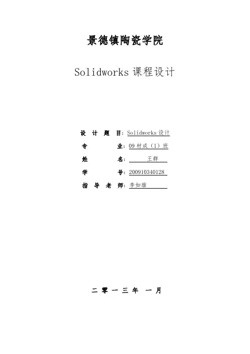 Solidworks课程设计报告书