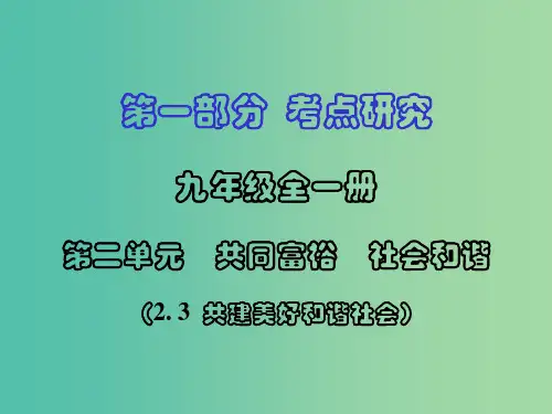 中考政治 第一篇 2.3 共建美好和谐社会
