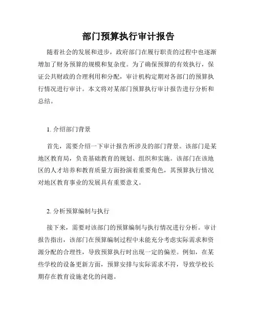 部门预算执行审计报告
