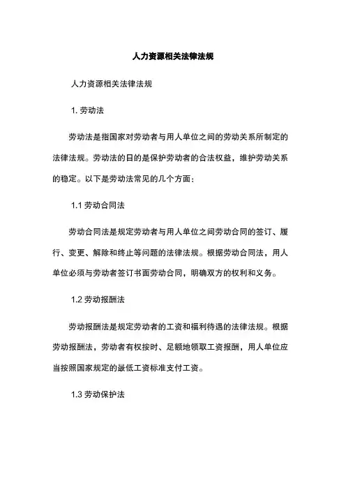 人力资源相关法律法规