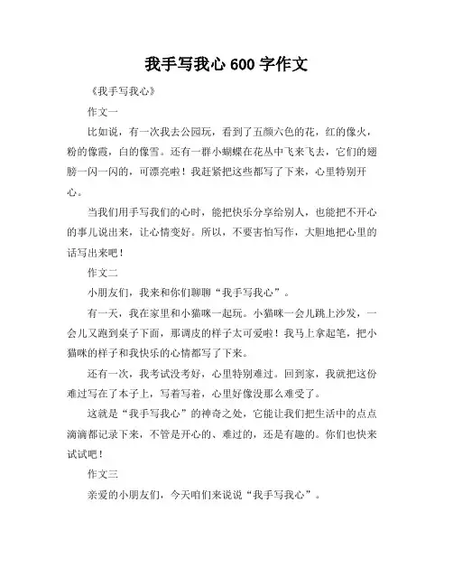 我手写我心600字作文
