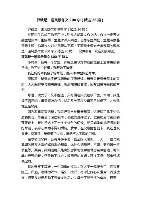 那就是一道风景作文800字（精选26篇）