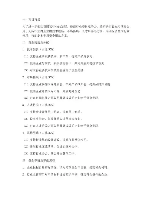 专项资金用款方案