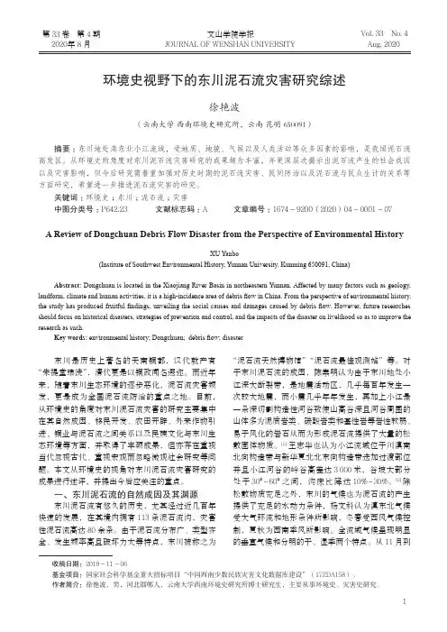 环境史视野下的东川泥石流灾害研究综述