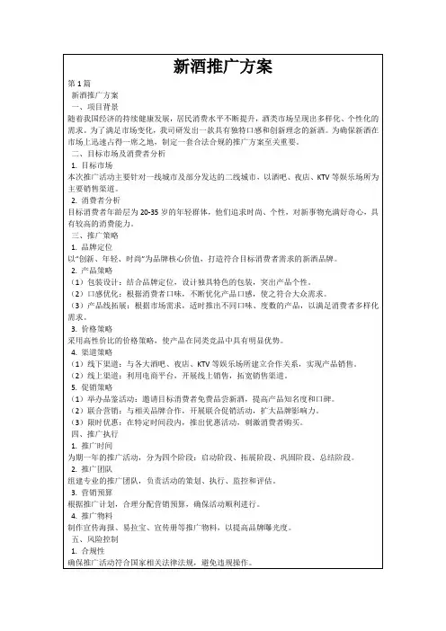 新酒推广方案