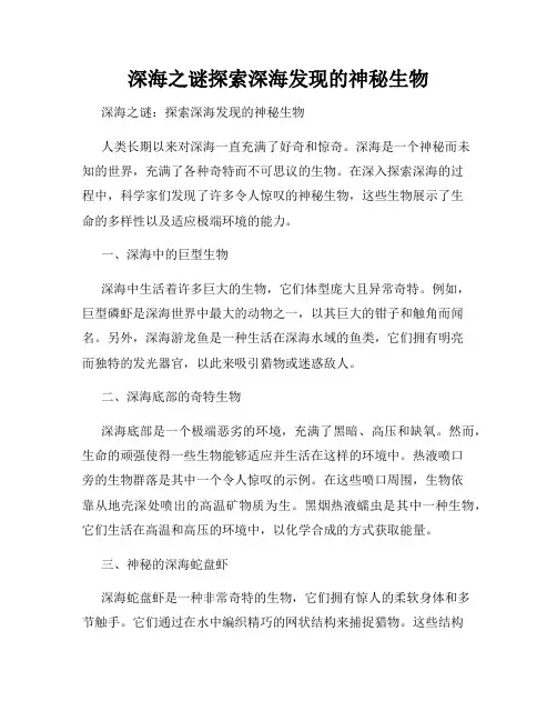 深海之谜探索深海发现的神秘生物