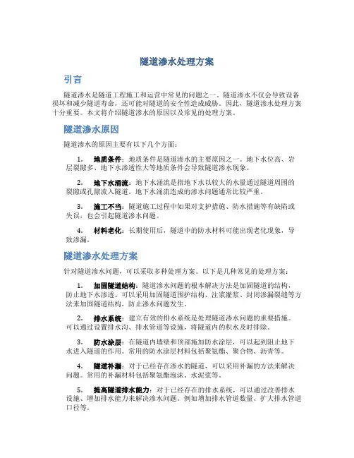 隧道渗水处理方案