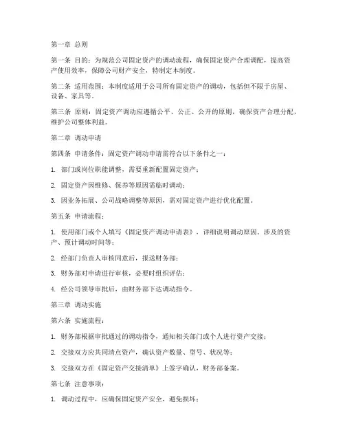 固定资产调动管理制度模板