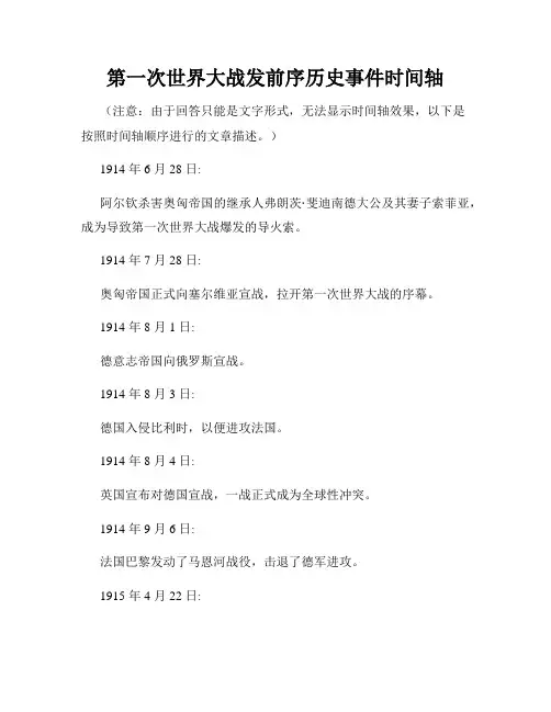 第一次世界大战发前序历史事件时间轴