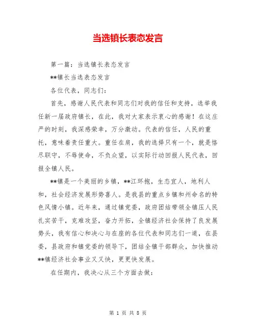 当选镇长表态发言