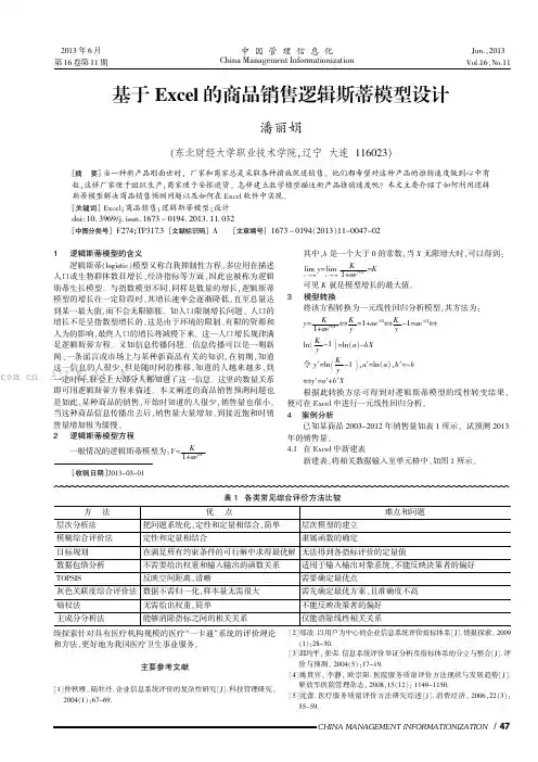 基于Excel的商品销售逻辑斯蒂模型设计