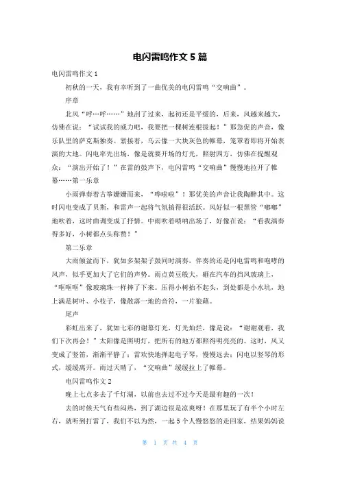 电闪雷鸣作文5篇