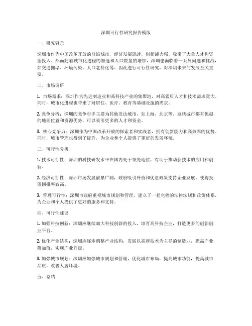 深圳可行性研究报告模版