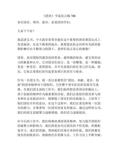 《团章》节选发言稿700
