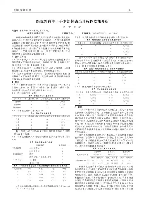 医院外科单一手术部位感染目标性监测