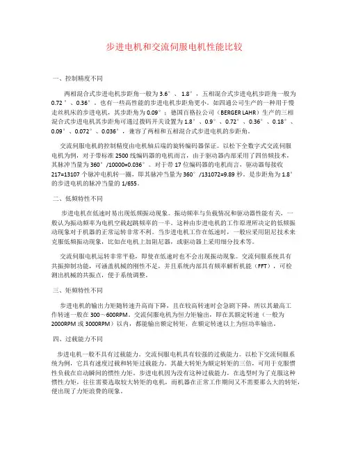 步进电机和交流伺服电机性能比较