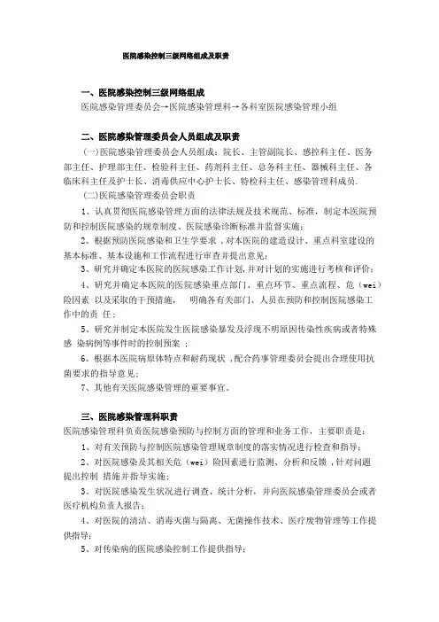 医院感染控制三级网络组成及职责