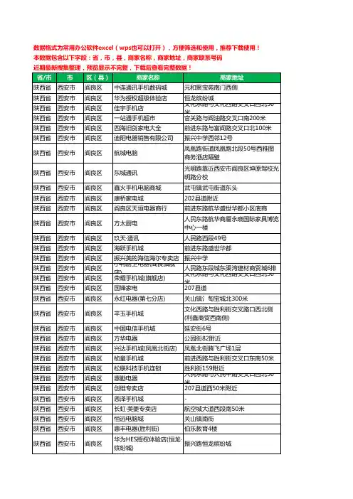2020新版陕西省西安市阎良区数码商城工商企业公司商家名录名单联系电话号码地址大全44家