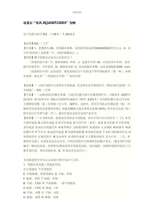 汽车编号的含义
