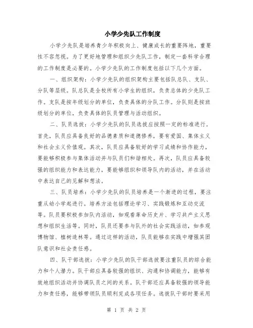 小学少先队工作制度