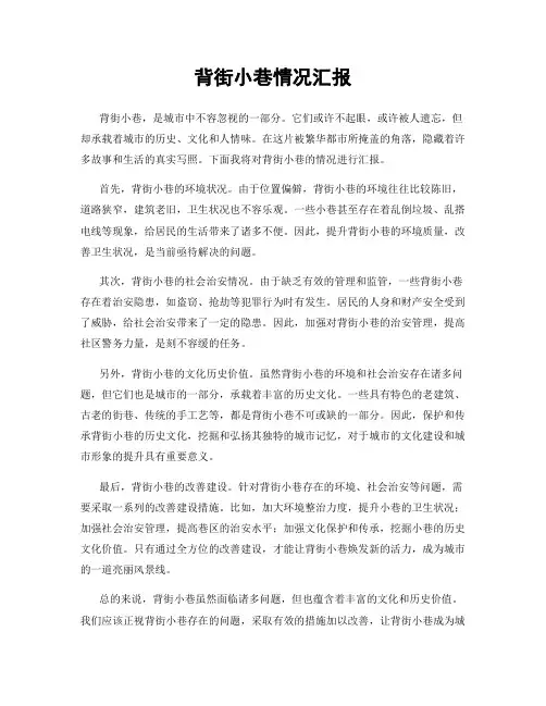背街小巷情况汇报