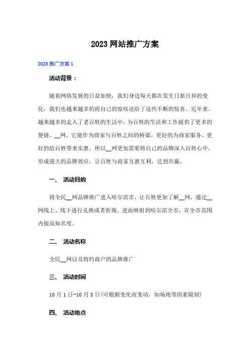 2023网站推广方案