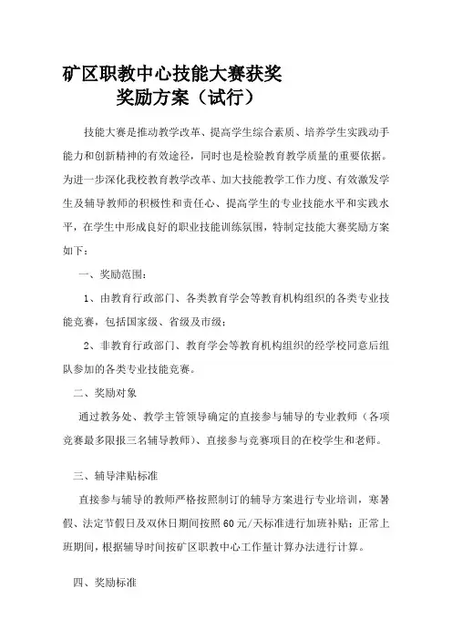 中职学校职业技能大赛奖励方案.doc