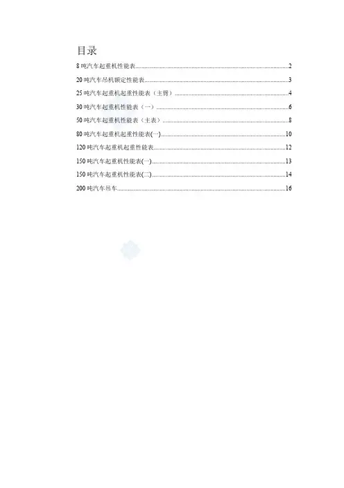 汽车吊性能参数表(最新整理)
