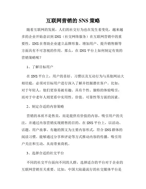 互联网营销的SNS策略