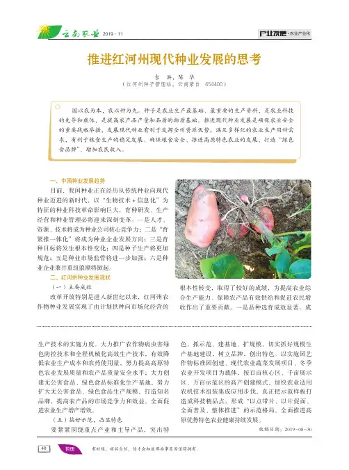 推进红河州现代种业发展的思考