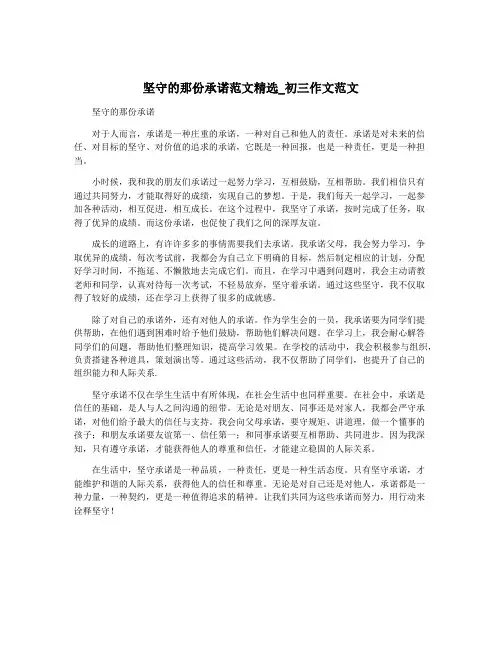 坚守的那份承诺范文精选_初三作文范文