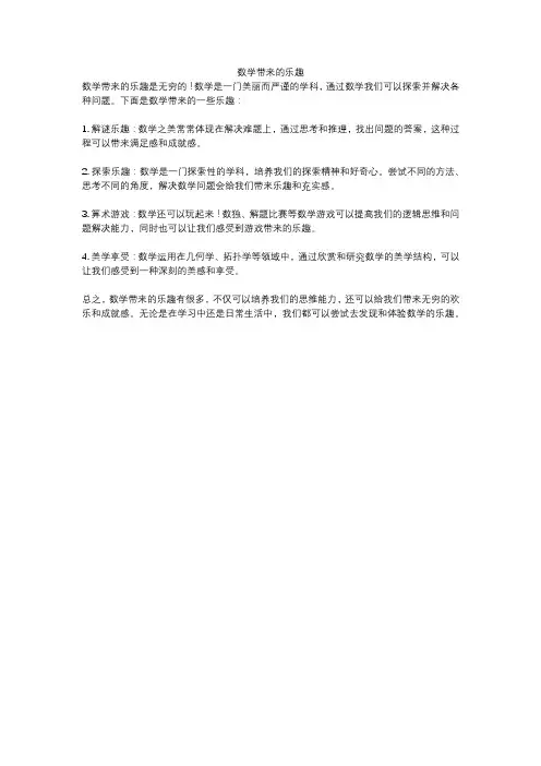 数学带来的乐趣