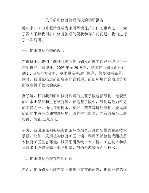 关于矿山修复治理情况的调研报告