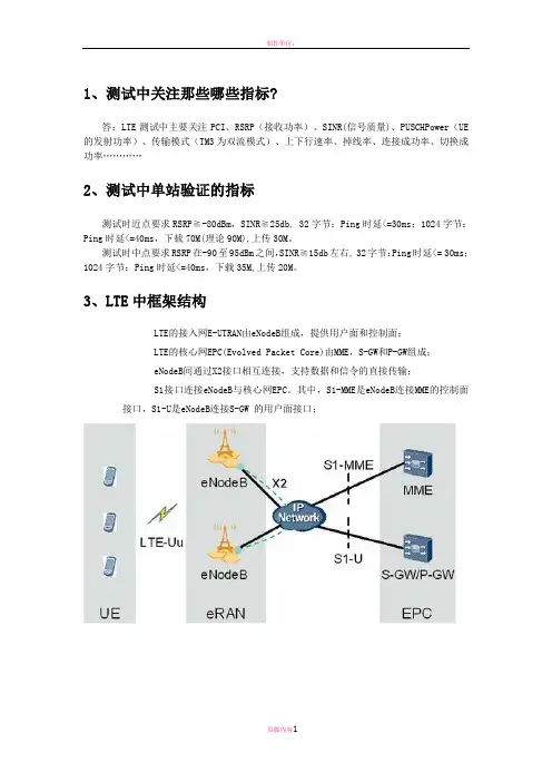 华为LTE认证面试问题完整版含答案