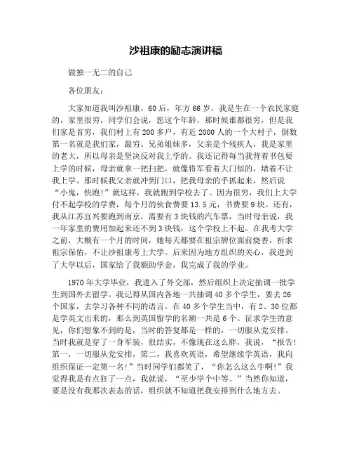 沙祖康的励志演讲稿