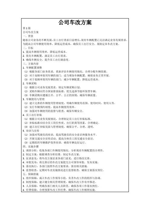公司车改方案