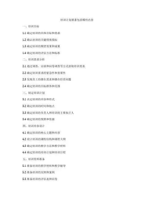 培训计划要素包括哪些内容