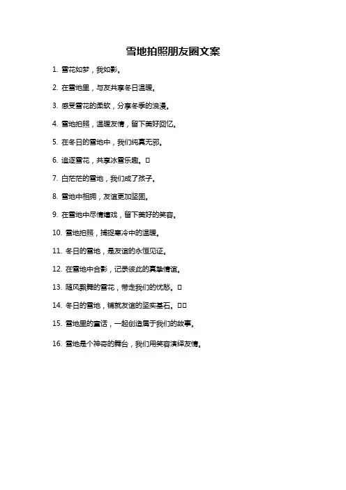 雪地拍照朋友圈文案